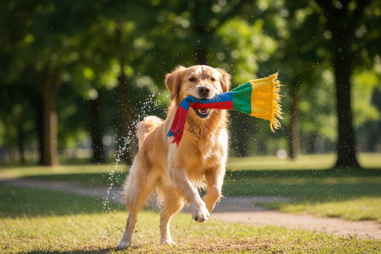 Dog playing with a fire hose dog toy – Dog Toys | Doggo Dream Shop
