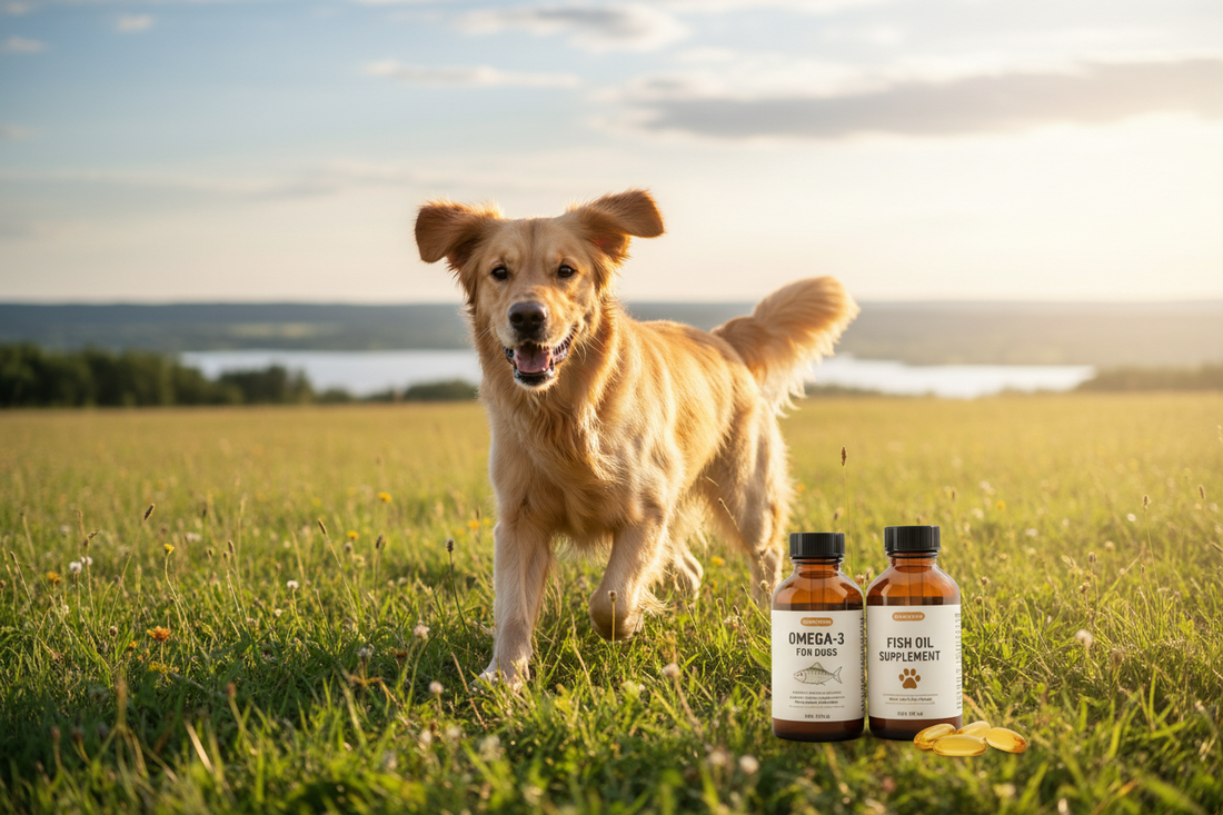 Healthy shiny-coated dog outdoors in natural light — Doggo Dream Shop guide to omega-3 and fish oil for dogs