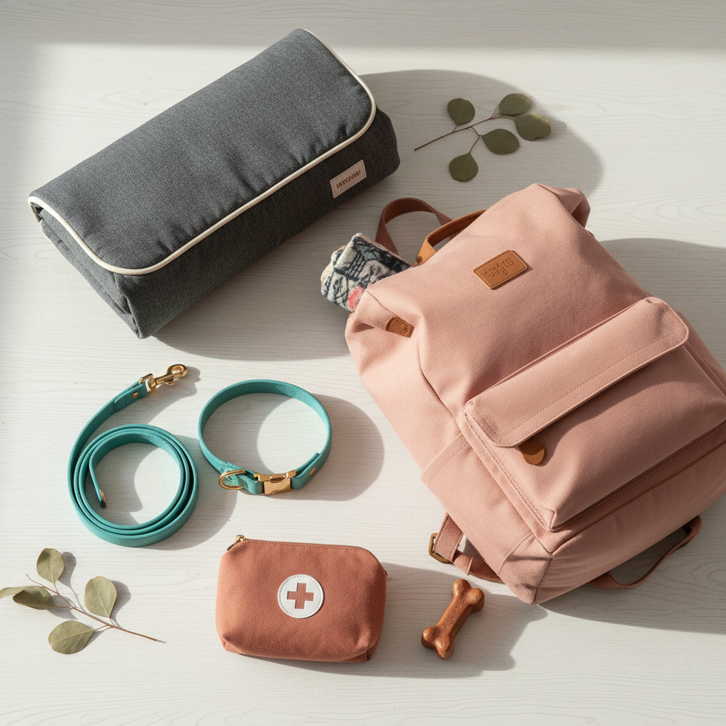 Rubyloo dog travel accessories – waterproof collar, travel bag, foldable dog bed and pet first aid kit for dog moms on the go