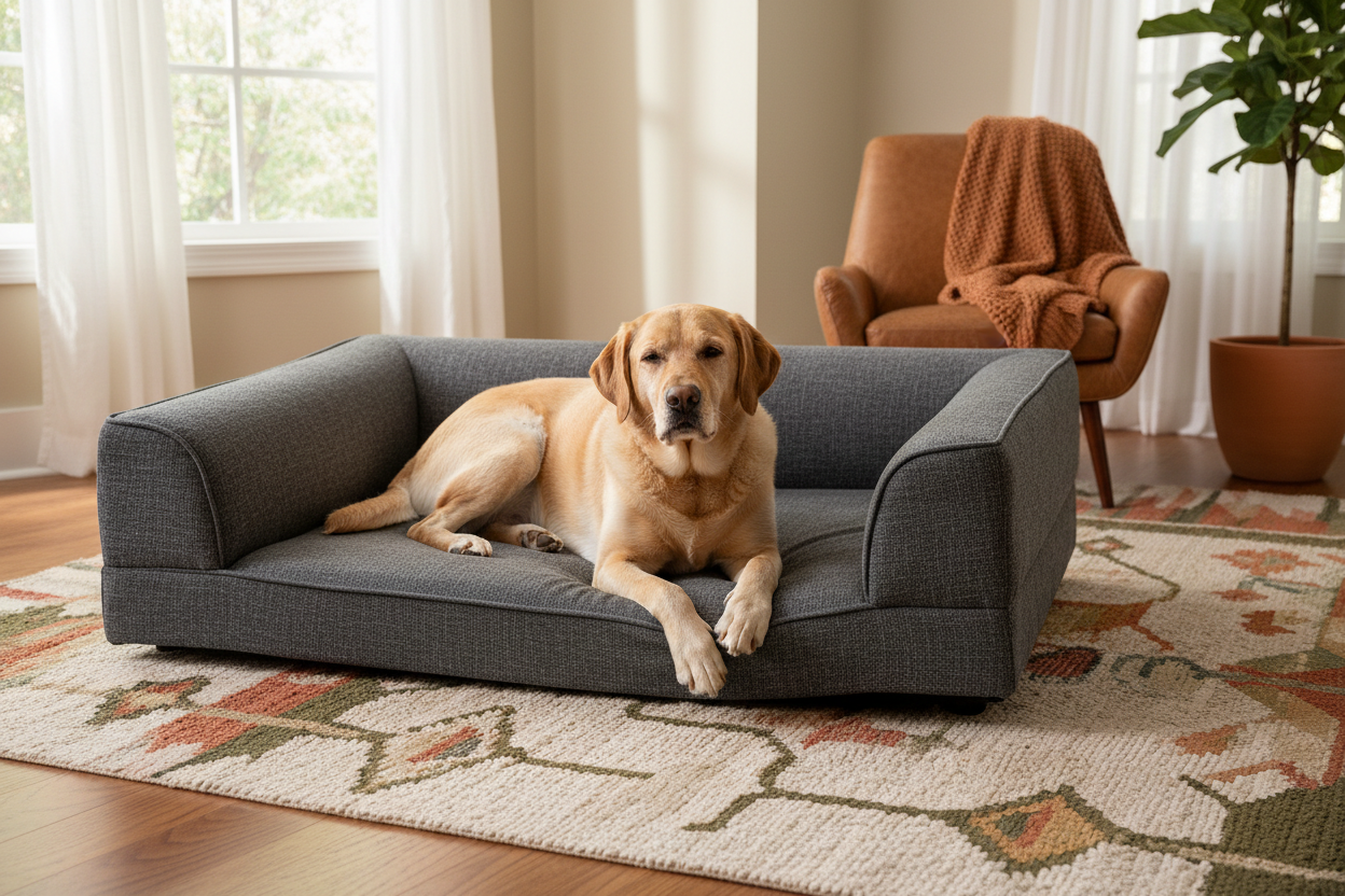 Large breed dog resting on an orthopedic dog bed – Dog Beds | Doggo Dream Shop
