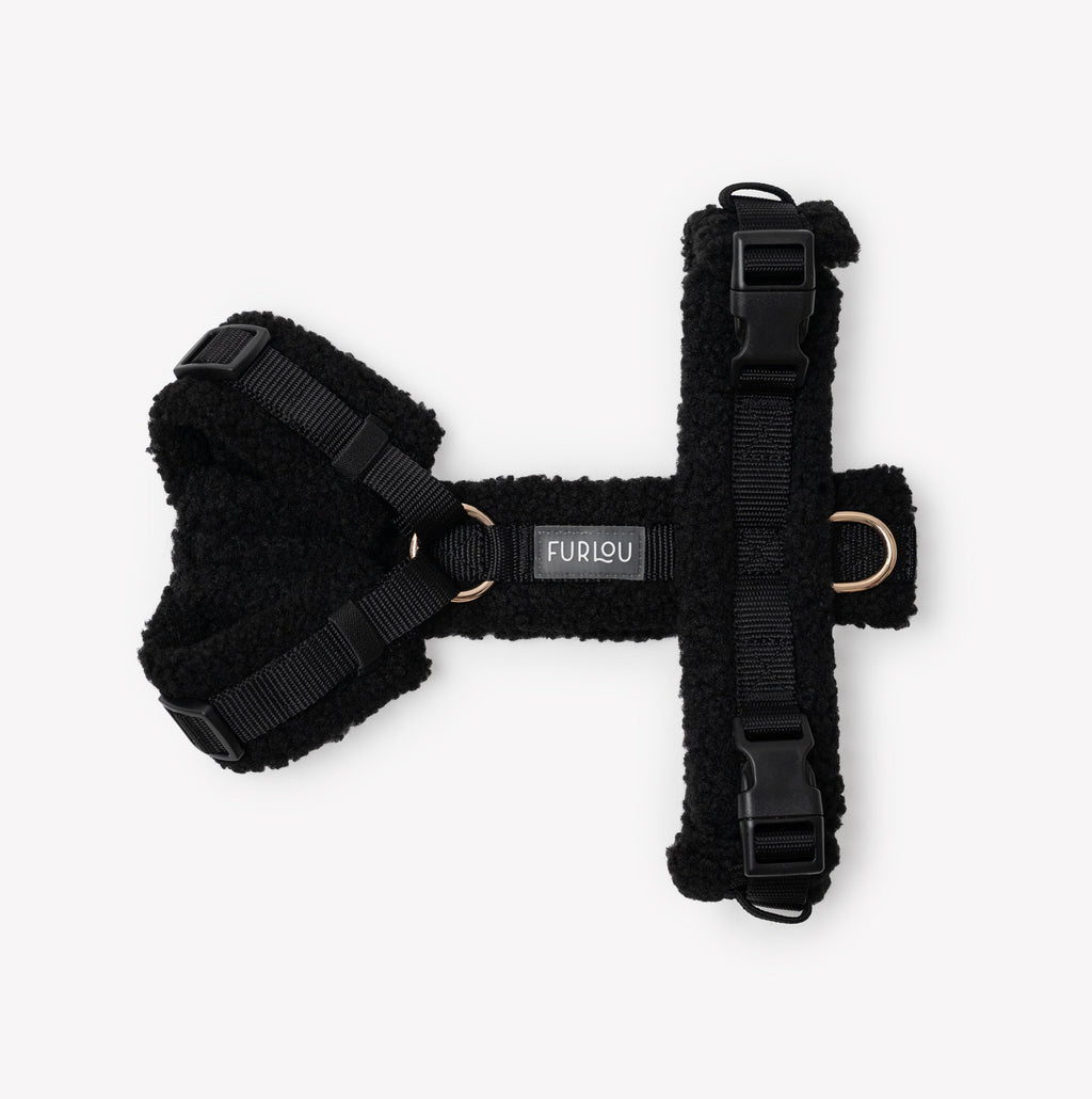 Black Sherpa Dog Harness – Cozy, Adjustable Fit | FURLOU