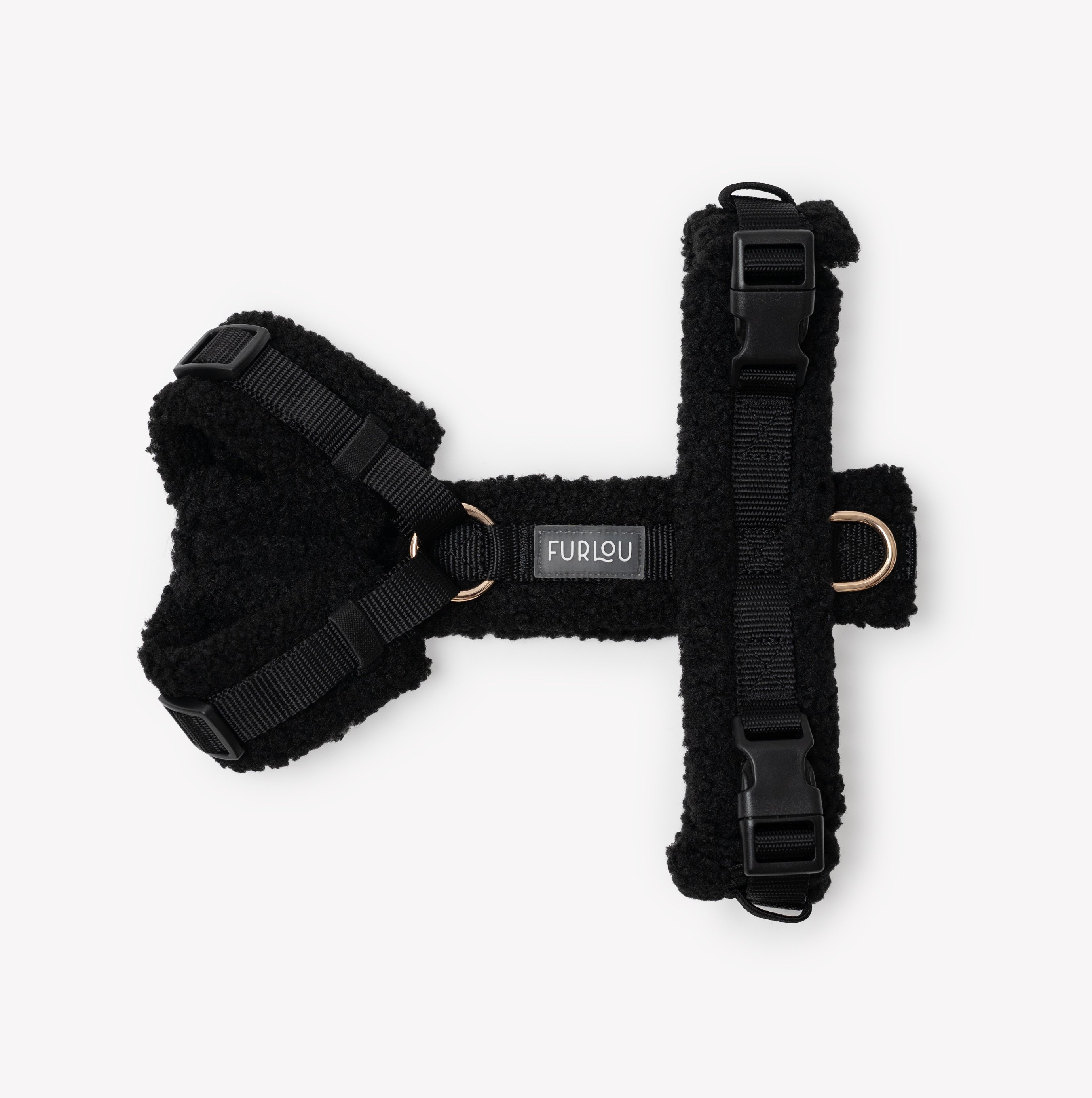 Black Sherpa Dog Harness – Cozy, Adjustable Fit | FURLOU