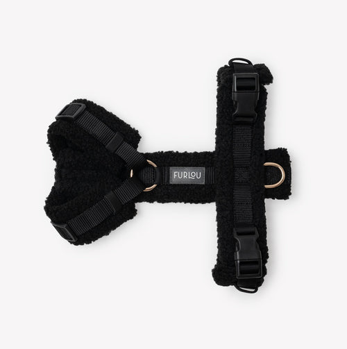 Black Sherpa Dog Harness – Cozy, Adjustable Fit | FURLOU