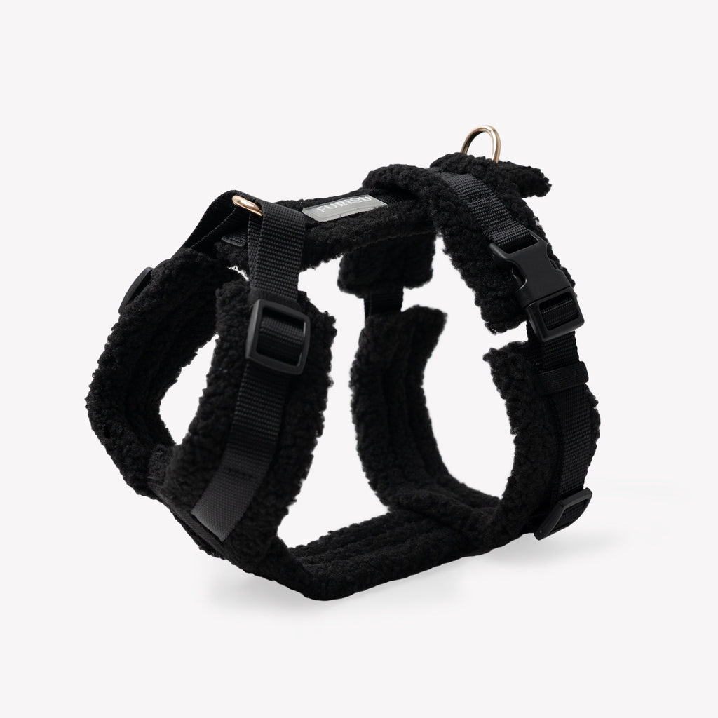 Black Sherpa Dog Harness – Cozy, Adjustable Fit | FURLOU