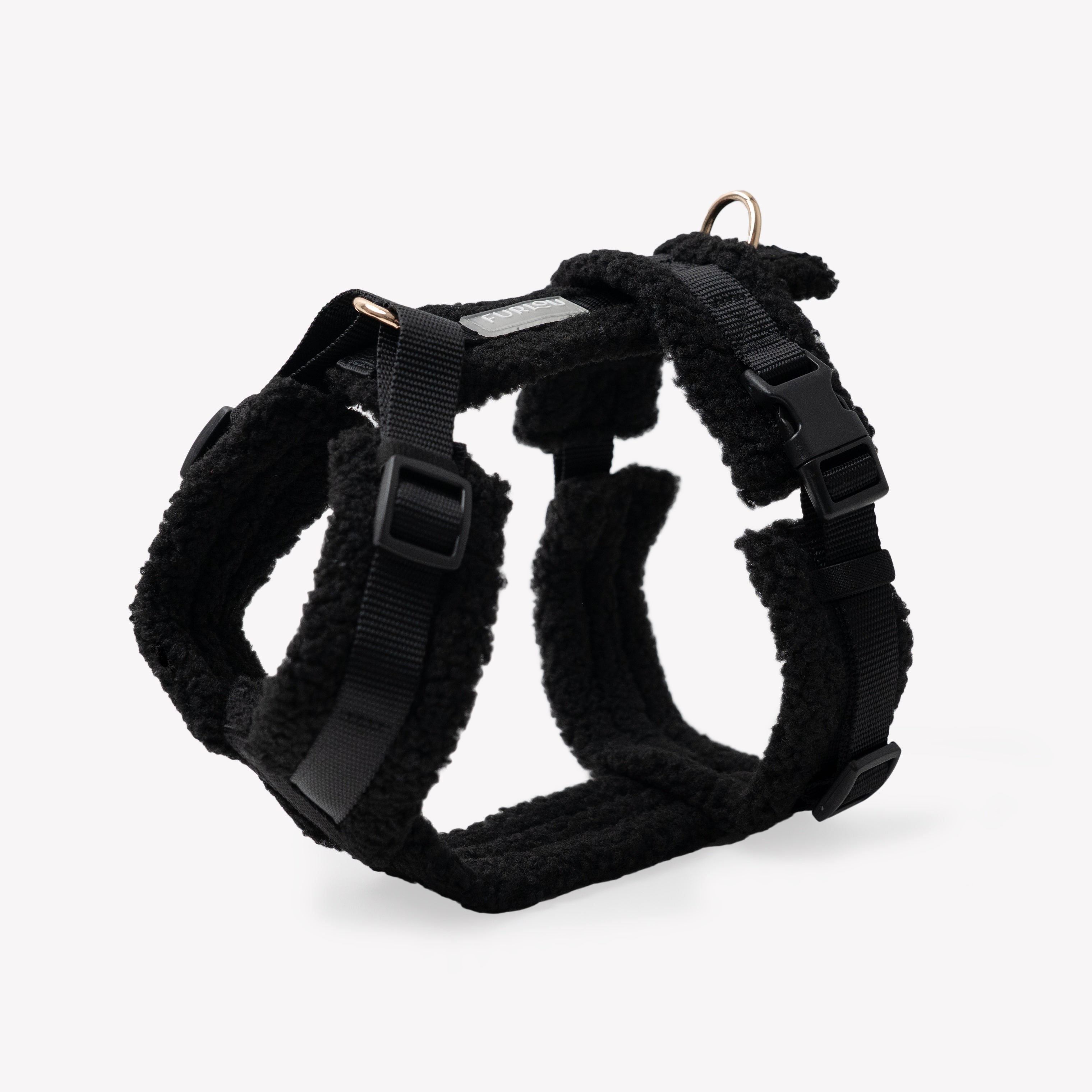 Black Sherpa Dog Harness – Cozy, Adjustable Fit | FURLOU