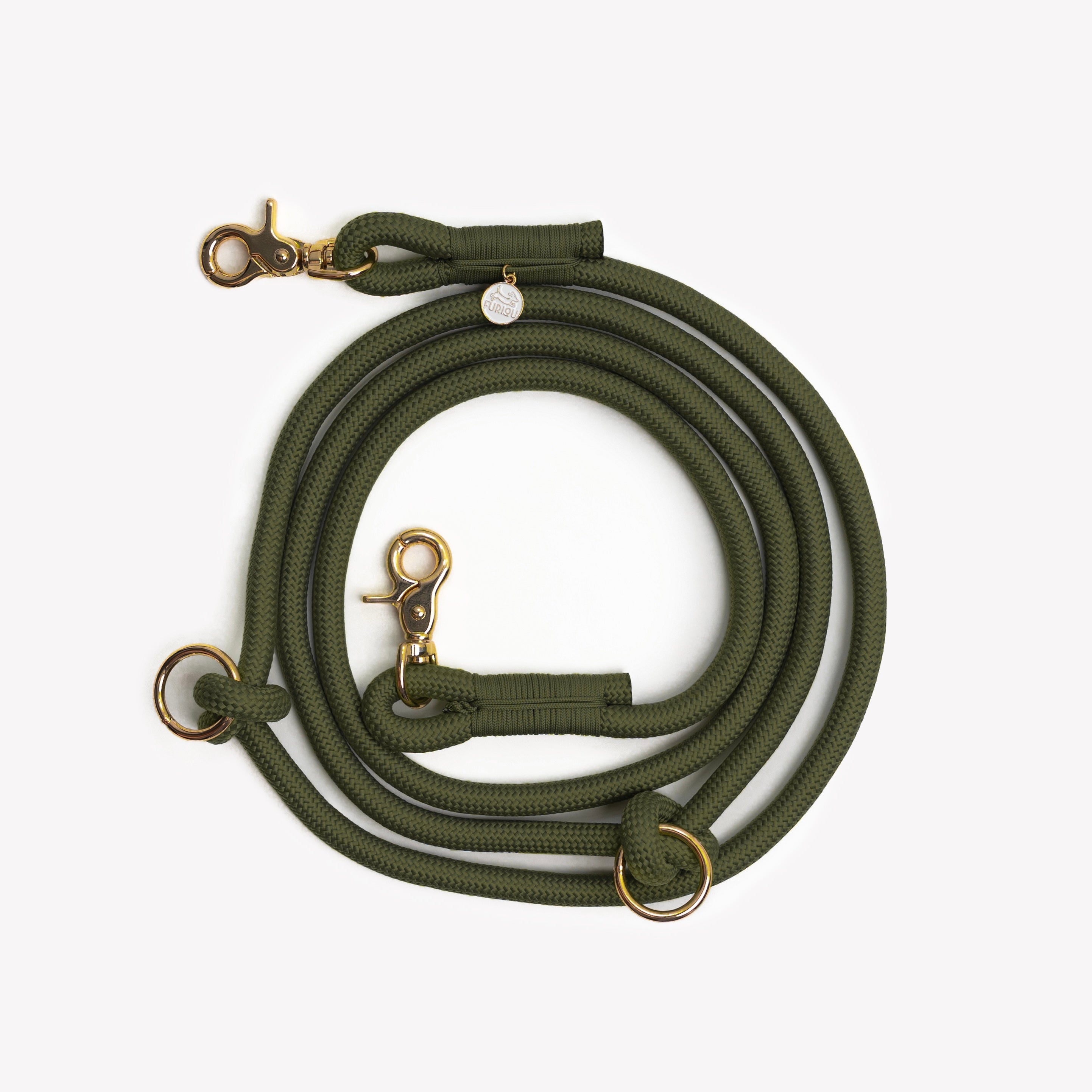 Moss Green Hands-Free Braided Dog Leash | FURLOU