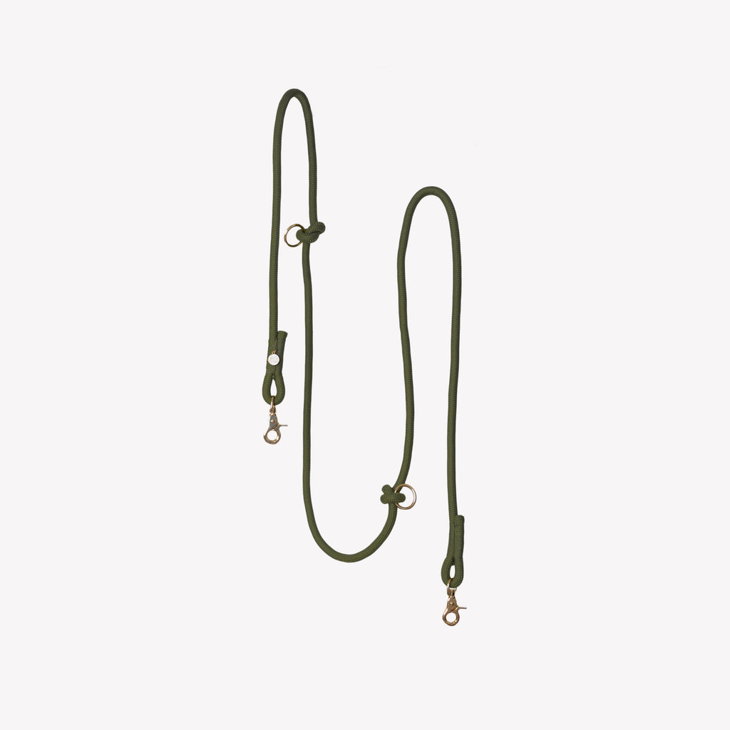 Moss Green Hands-Free Braided Dog Leash | FURLOU