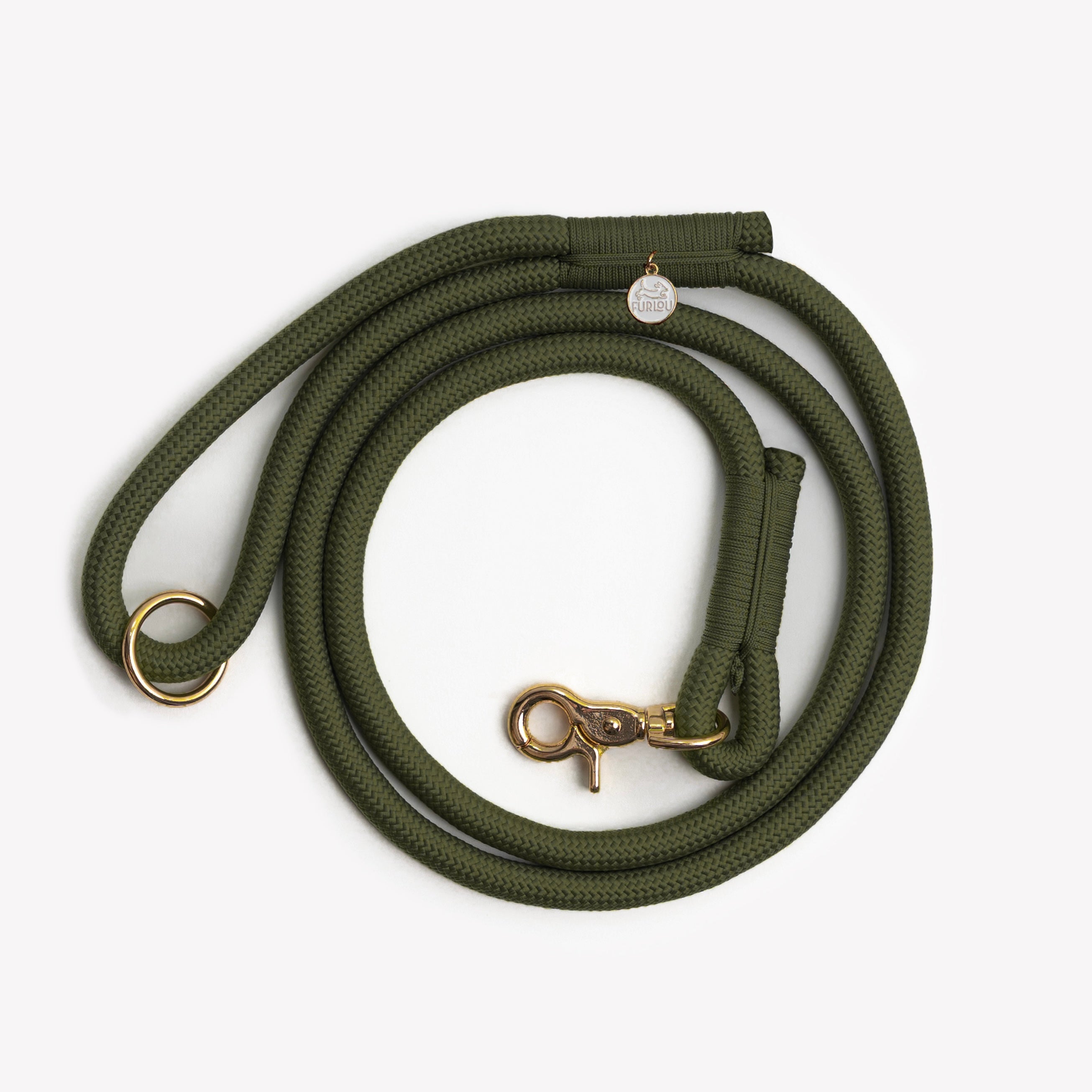 Moss Green Braided Rope Dog Leash | FURLOU