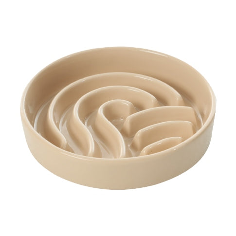 Wave Slow Feeder Dog Bowl – Ceramic, Non-Slip, Optional Wood Stand