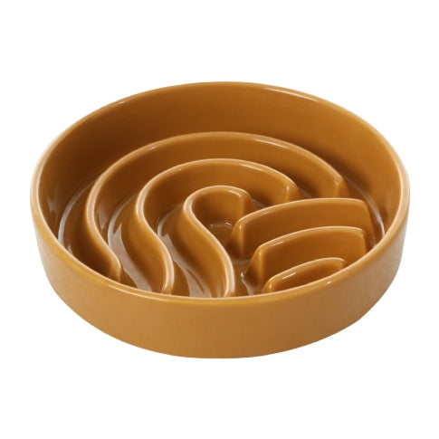 Wave Slow Feeder Dog Bowl – Ceramic, Non-Slip, Optional Wood Stand