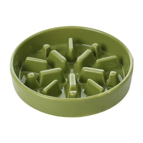 Spark Slow Feeder Dog Bowl – Ceramic, Non-Slip, Optional Wood Stand