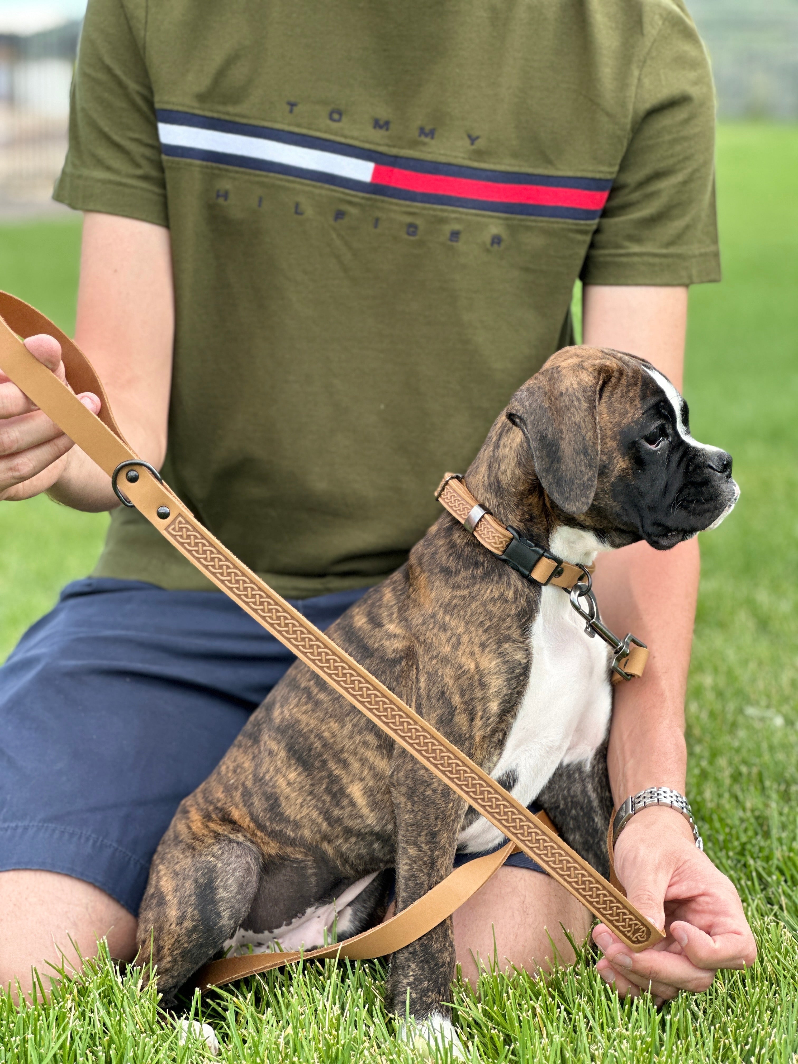 Celtic Sport Khaki Leather Dog Leash | Euro-Dog