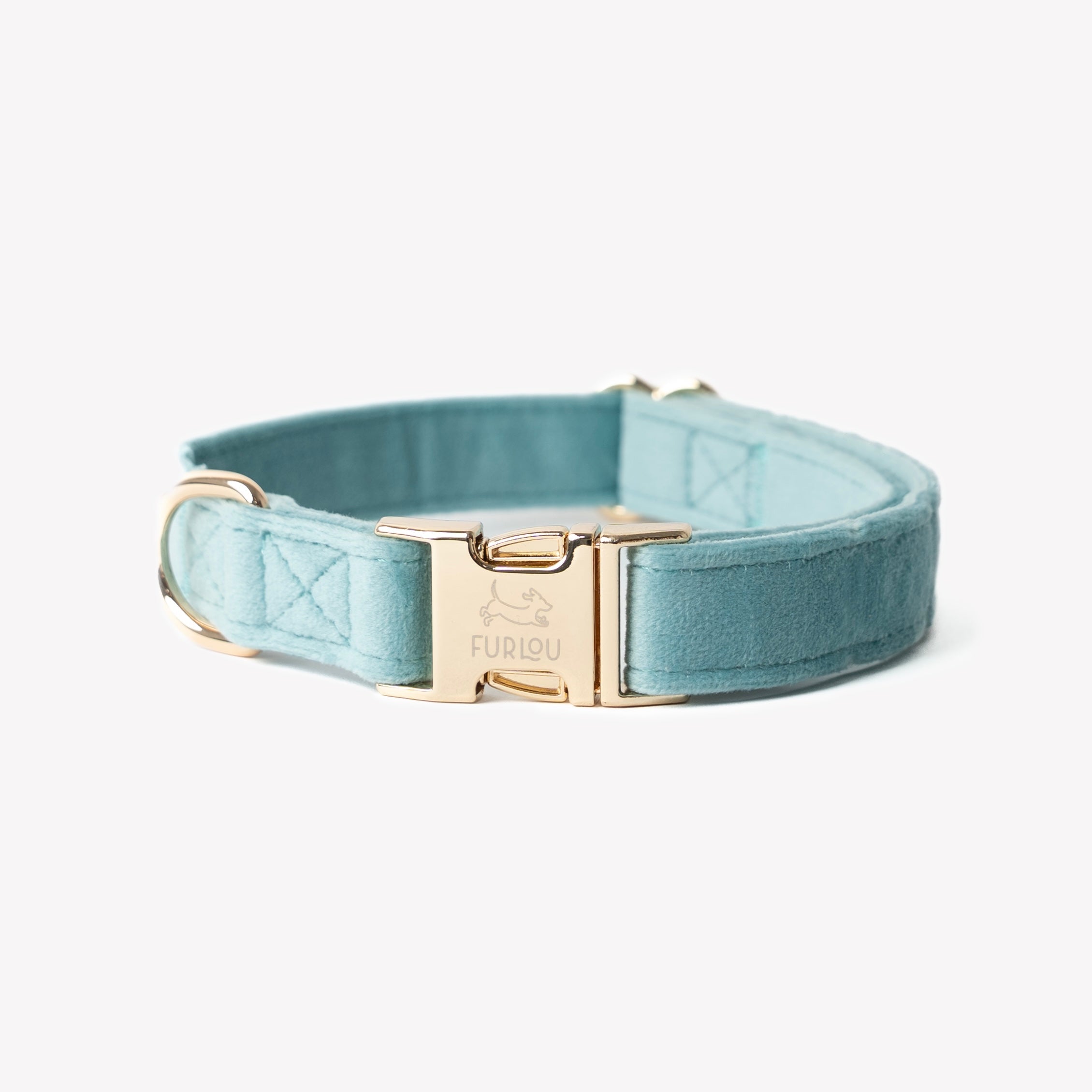 Blue Velvet Dog Collar – Gold Hardware | FURLOU