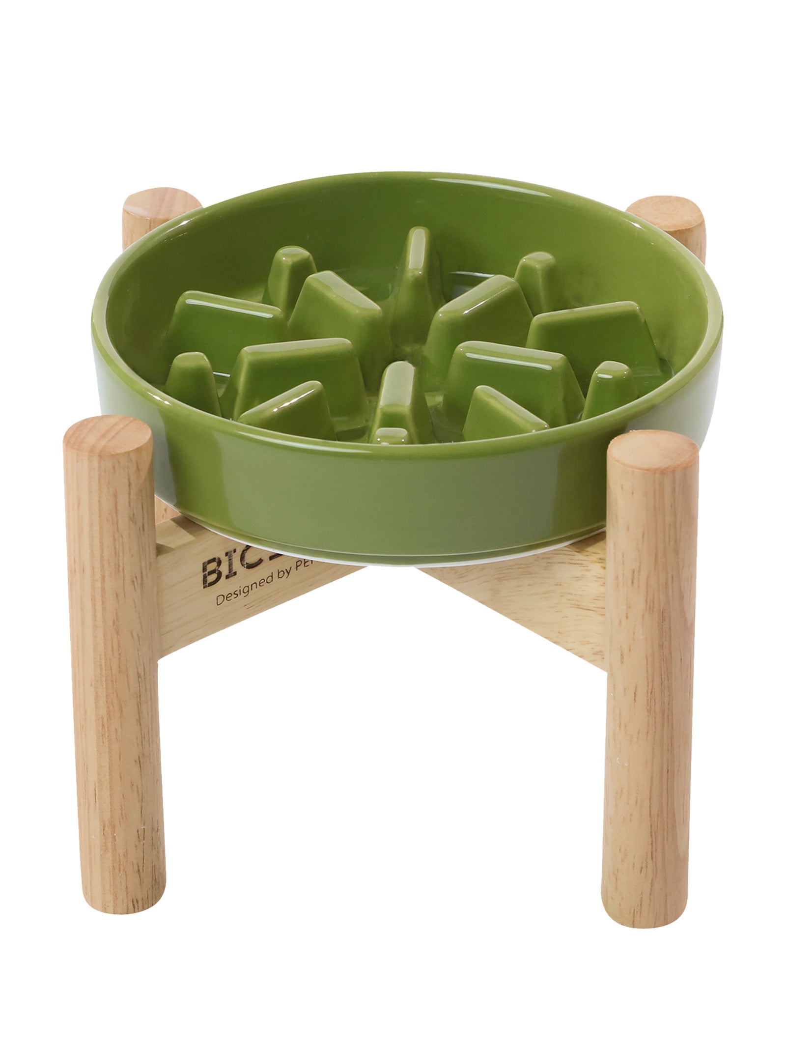 Spark Slow Feeder Dog Bowl – Ceramic, Non-Slip, Optional Wood Stand