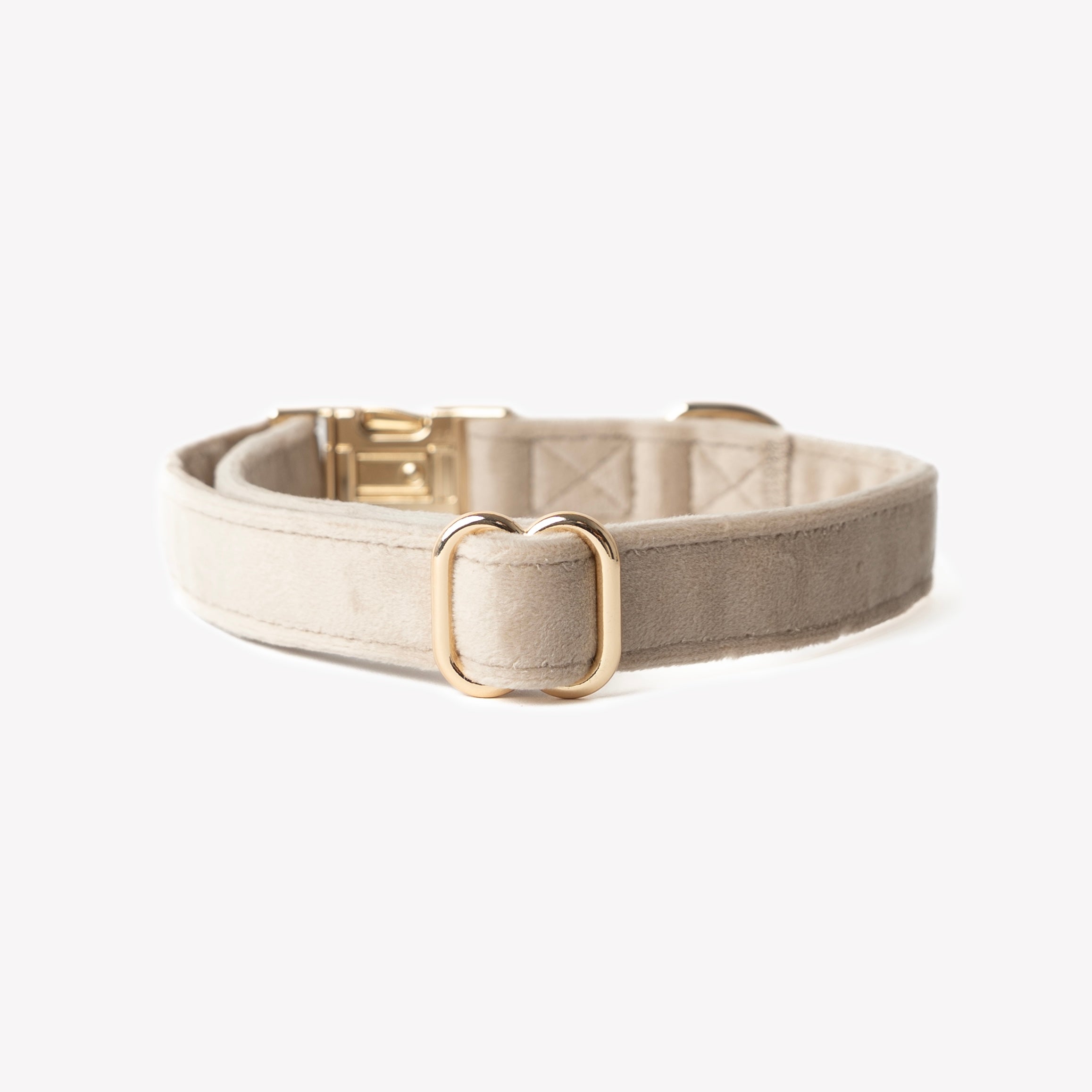 Sand Velvet Dog Collar – Gold Hardware | FURLOU