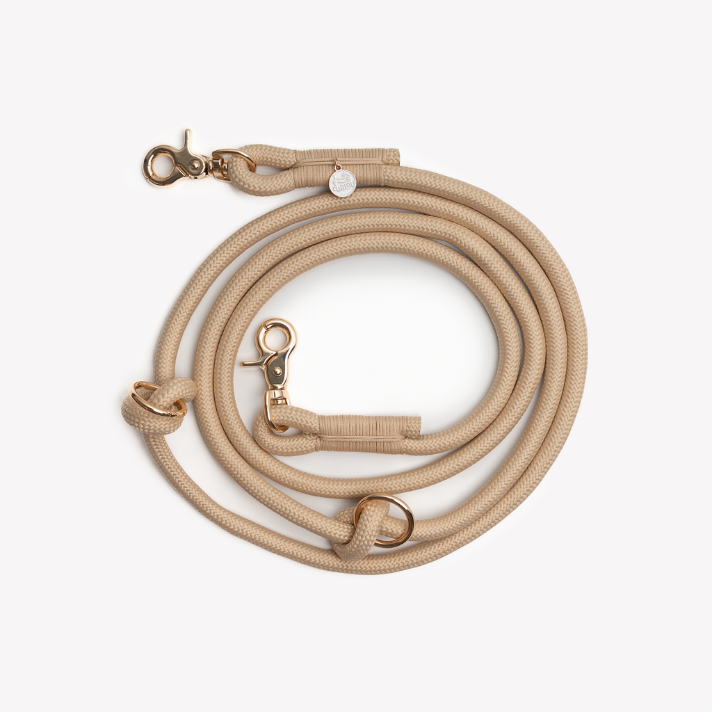 Tan Hands-Free Braided Dog Leash | FURLOU