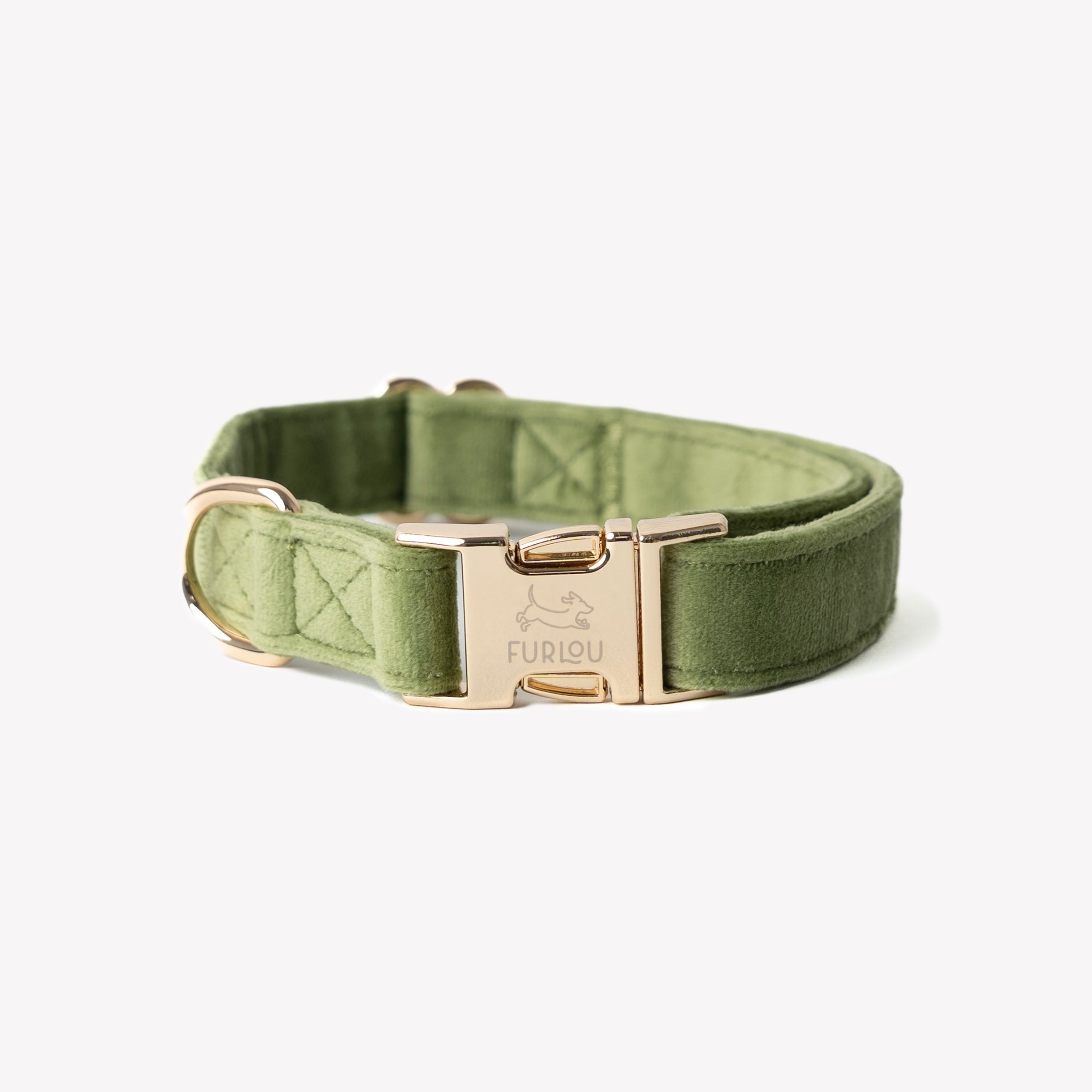 Green Velvet Dog Collar – Gold Hardware | FURLOU