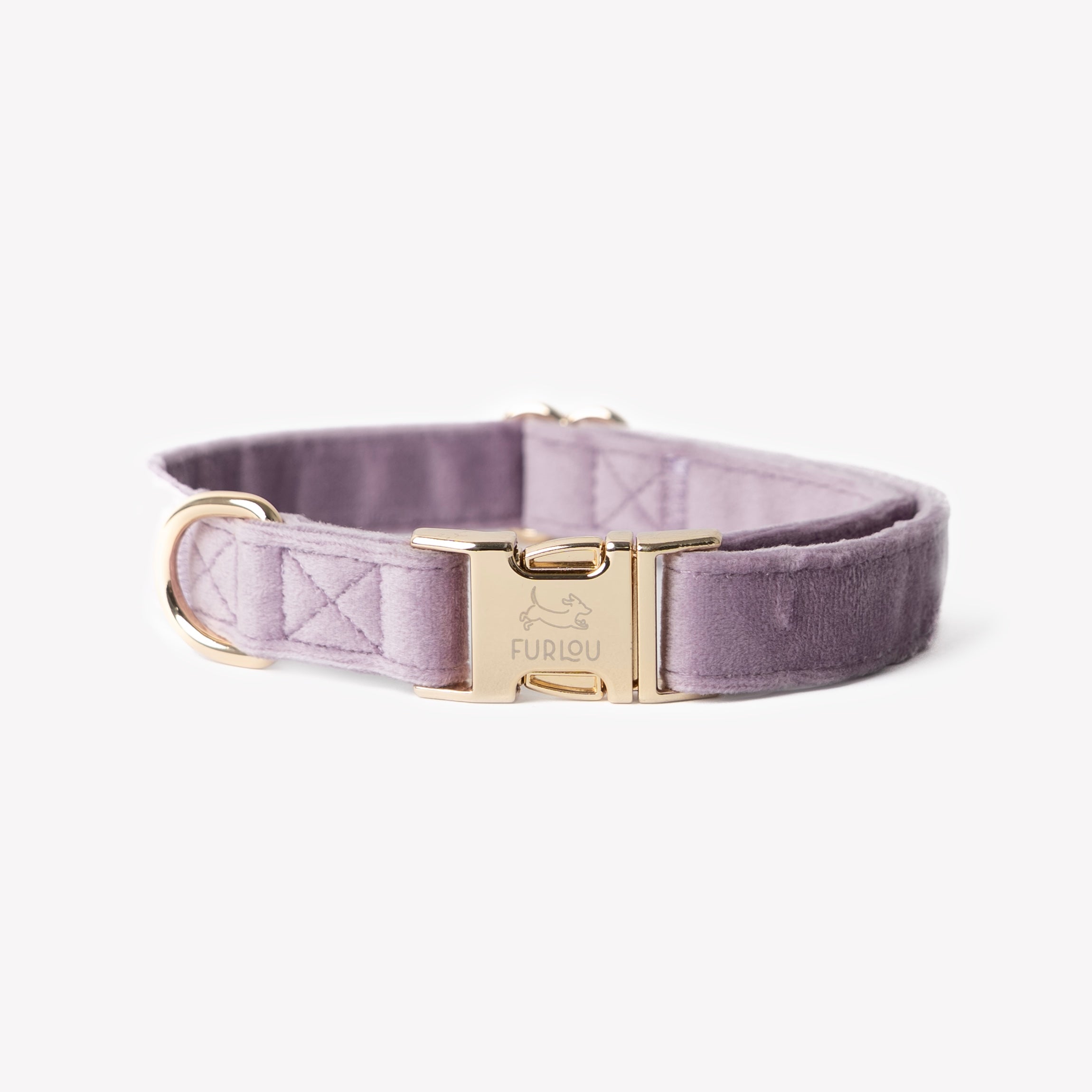 Lilac Velvet Dog Collar – Gold Hardware | FURLOU