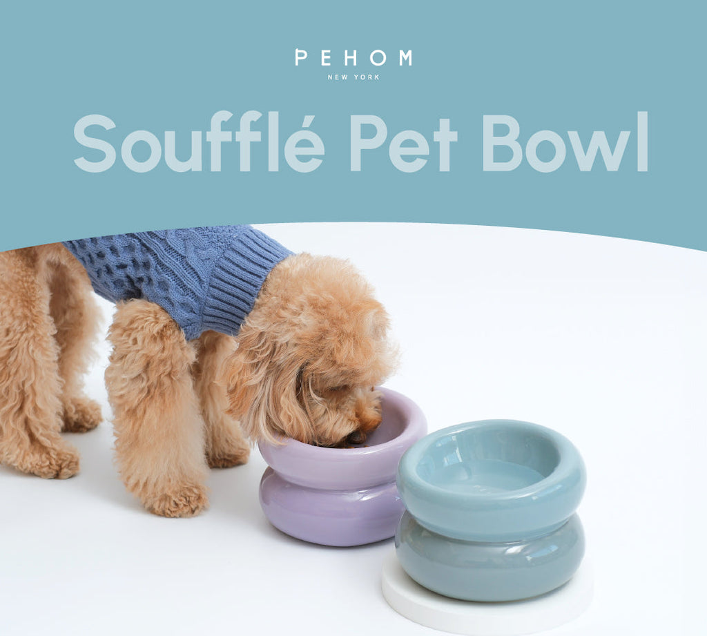 Soufflé Ceramic Dog Bowl – Frozen Blue