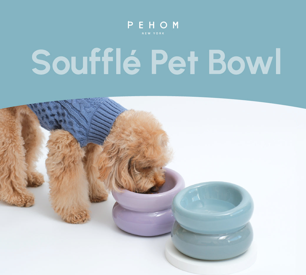 Soufflé Ceramic Dog Bowl – Frozen Blue