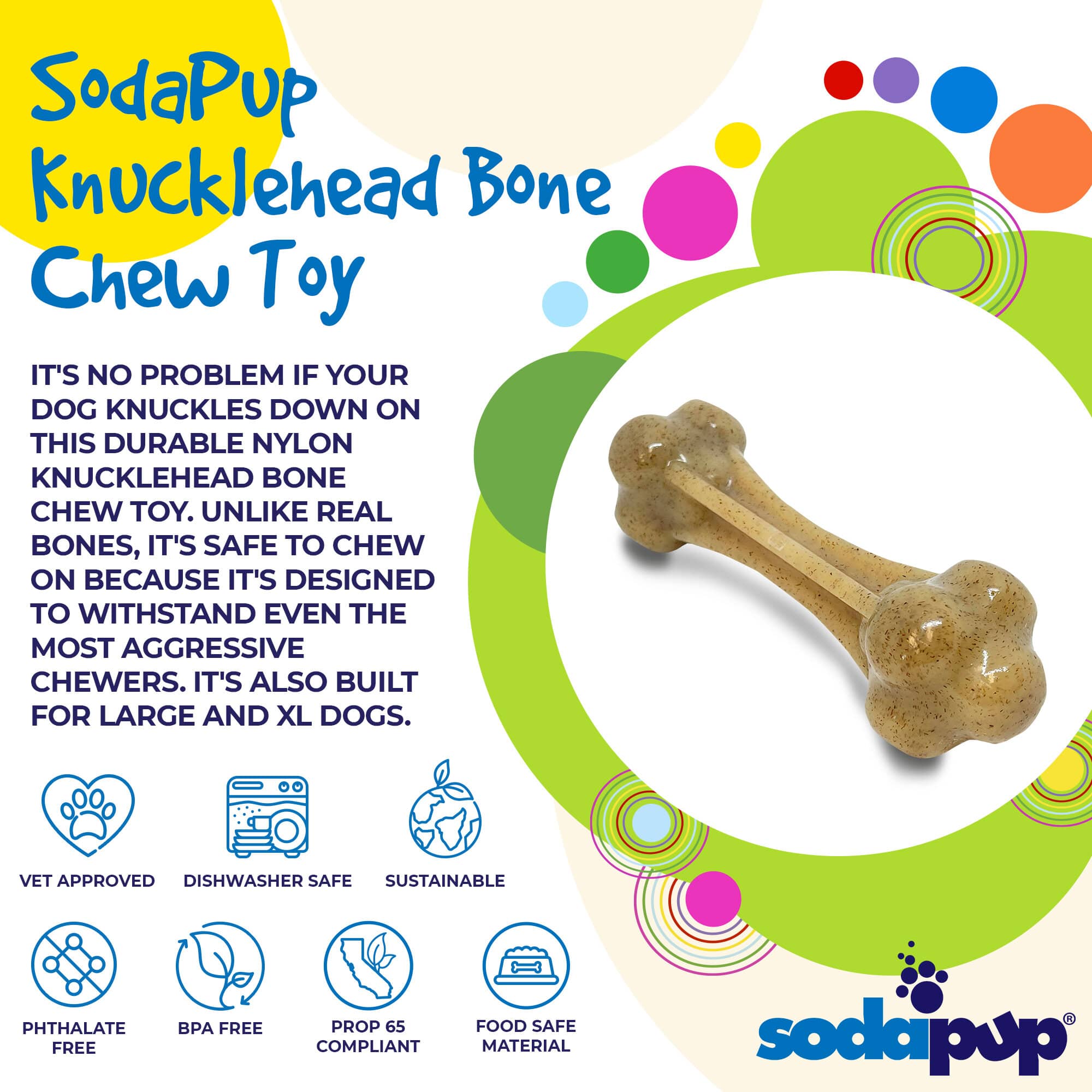 Knuckle Bone Nylon Dog Chew Toy for Aggressive Chewers | USA Made