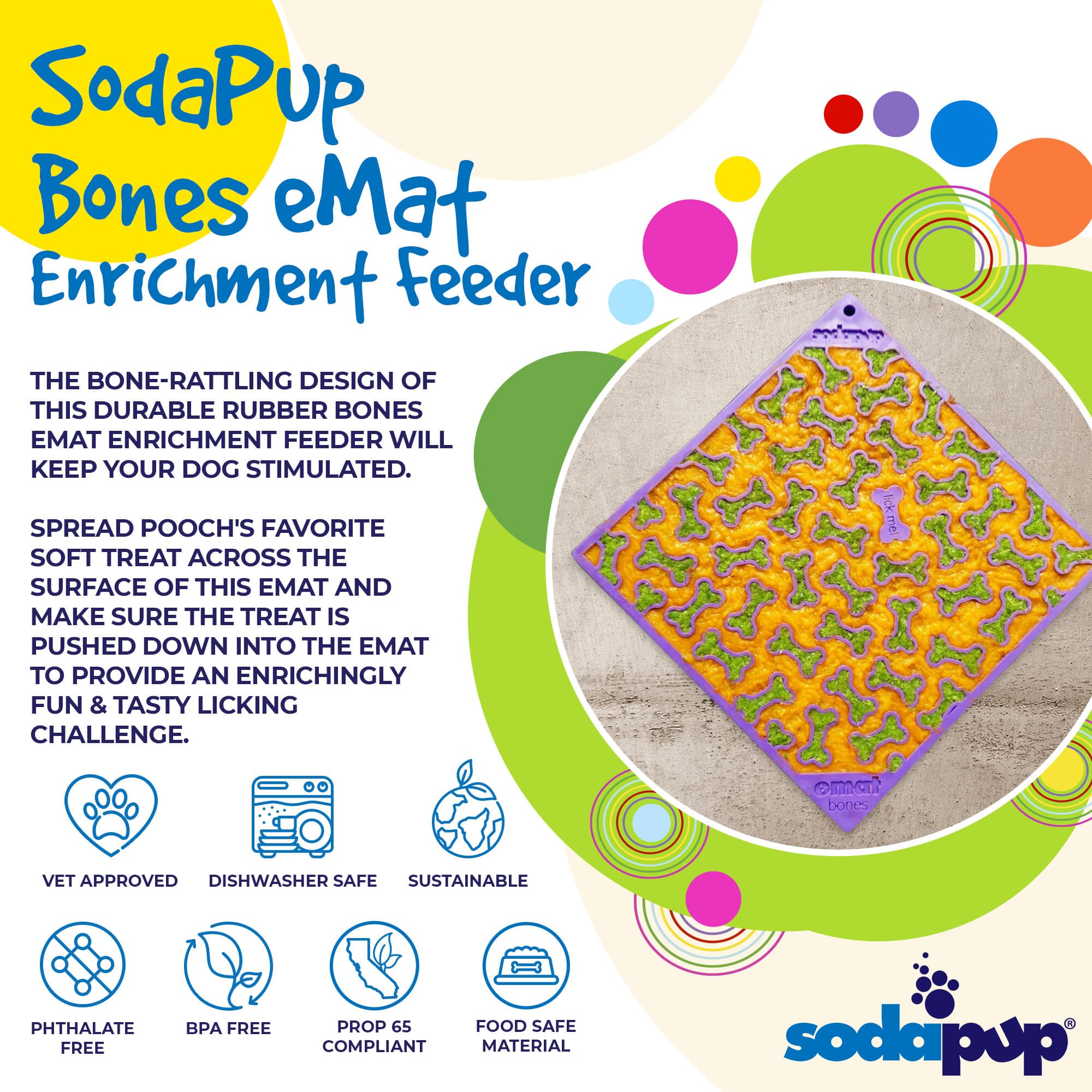 Bones eMat Enrichment Lick Mat for Dogs | USA Made