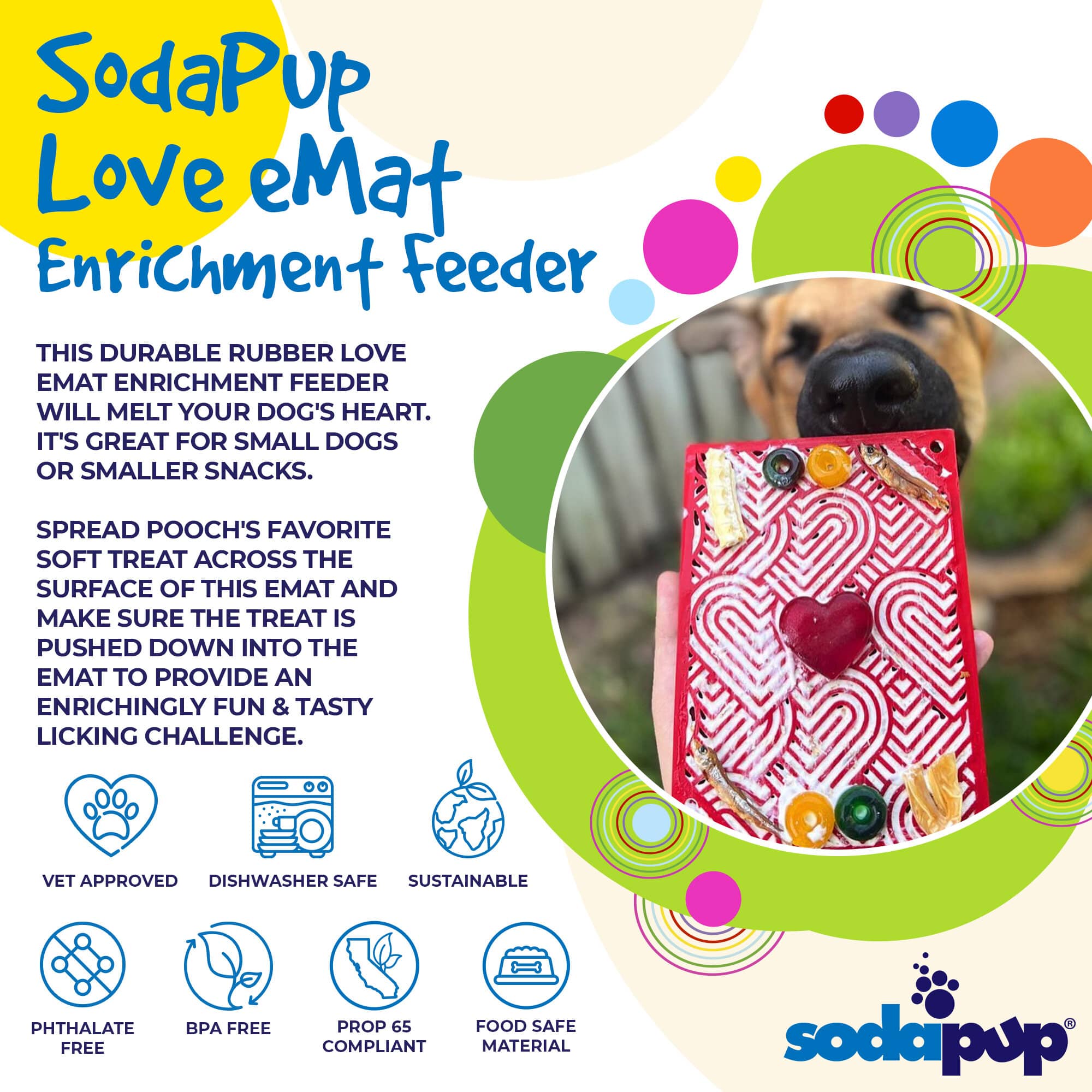 Love eMat Enrichment Lick Mat for Dogs | Heart Design | USA Made