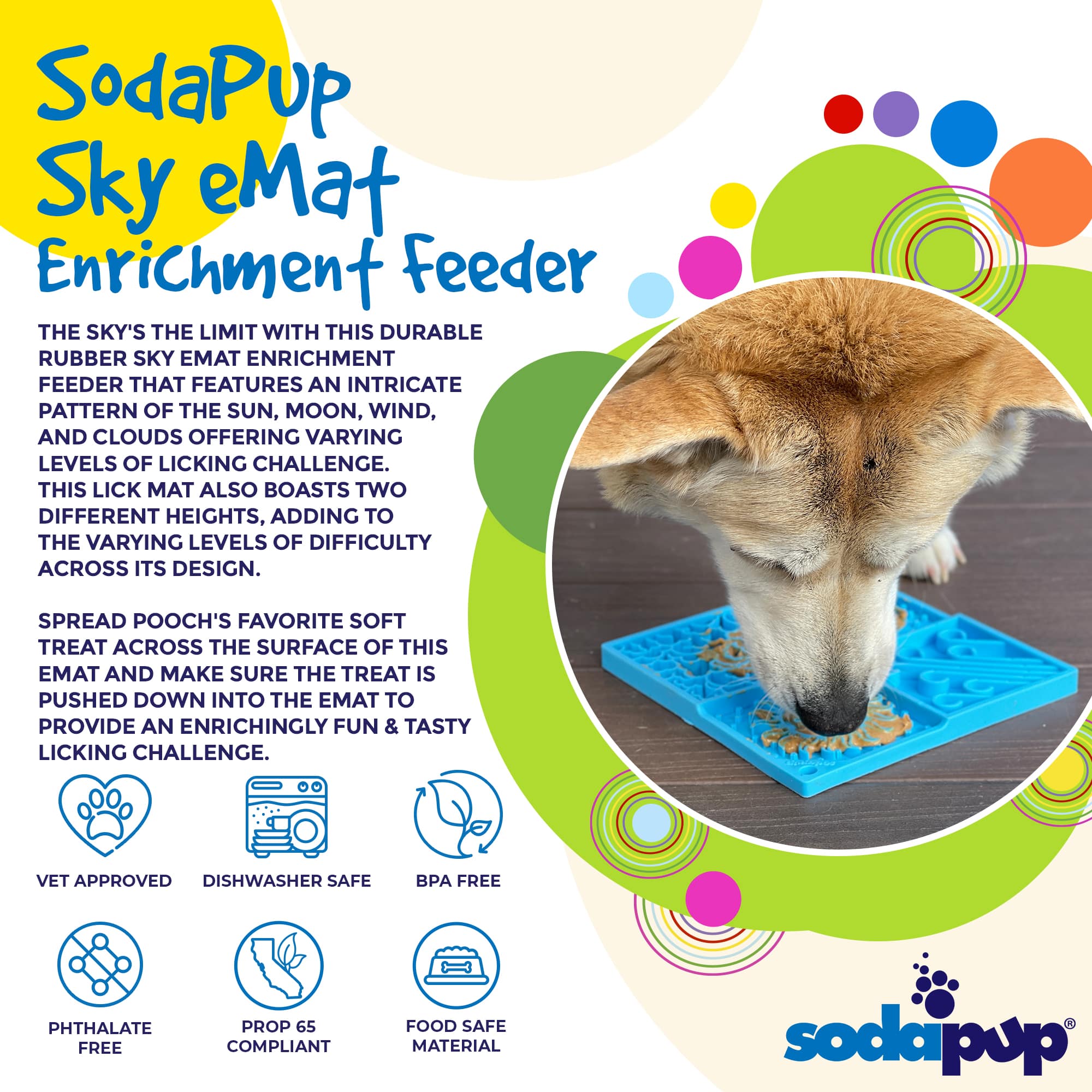 Sky eMat Enrichment Lick Mat for Dogs | Celestial Design | USA Made