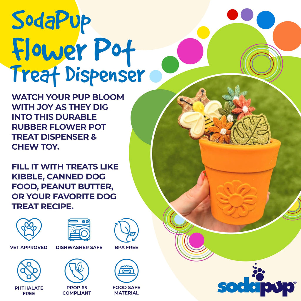 Large Flower Pot eCup Dog Treat Dispenser & Enrichment Toy | USA Made