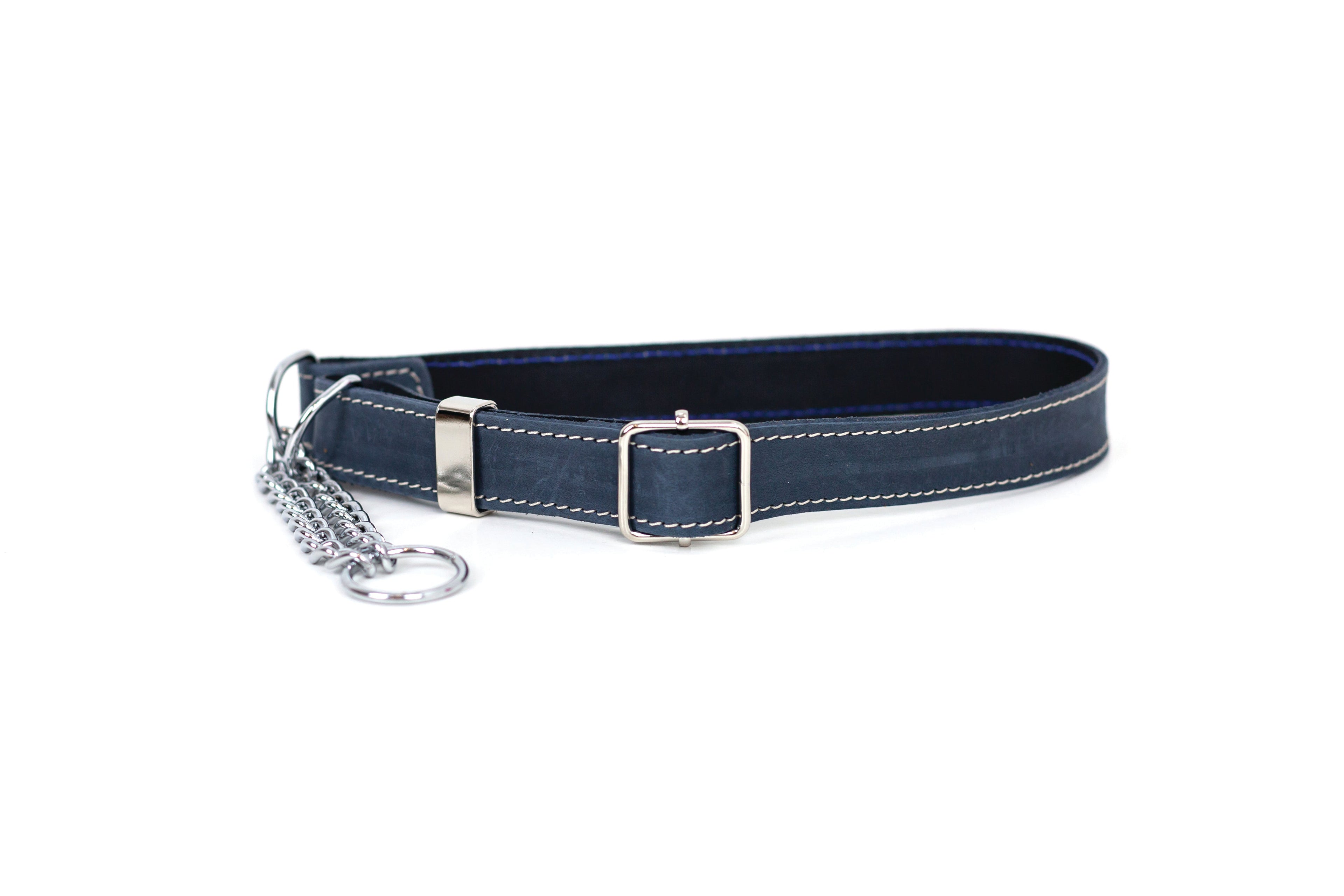 Martingale Blue Jeans Leather Dog Collar | Euro-Dog