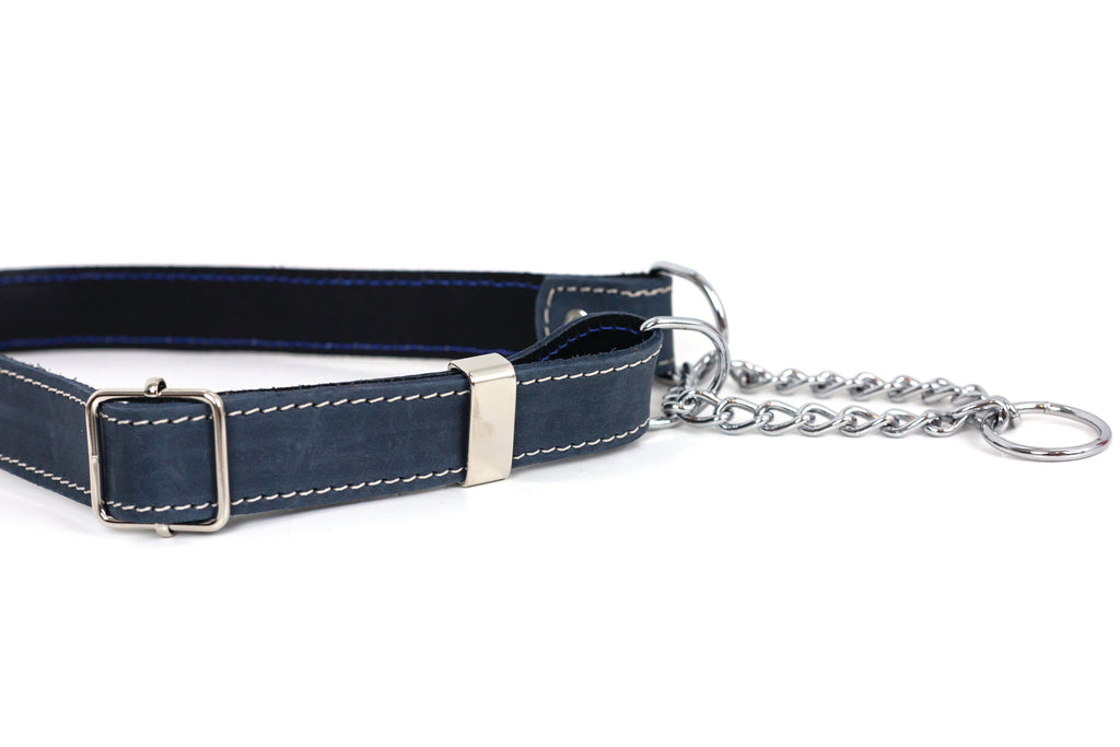 Martingale Blue Jeans Leather Dog Collar | Euro-Dog