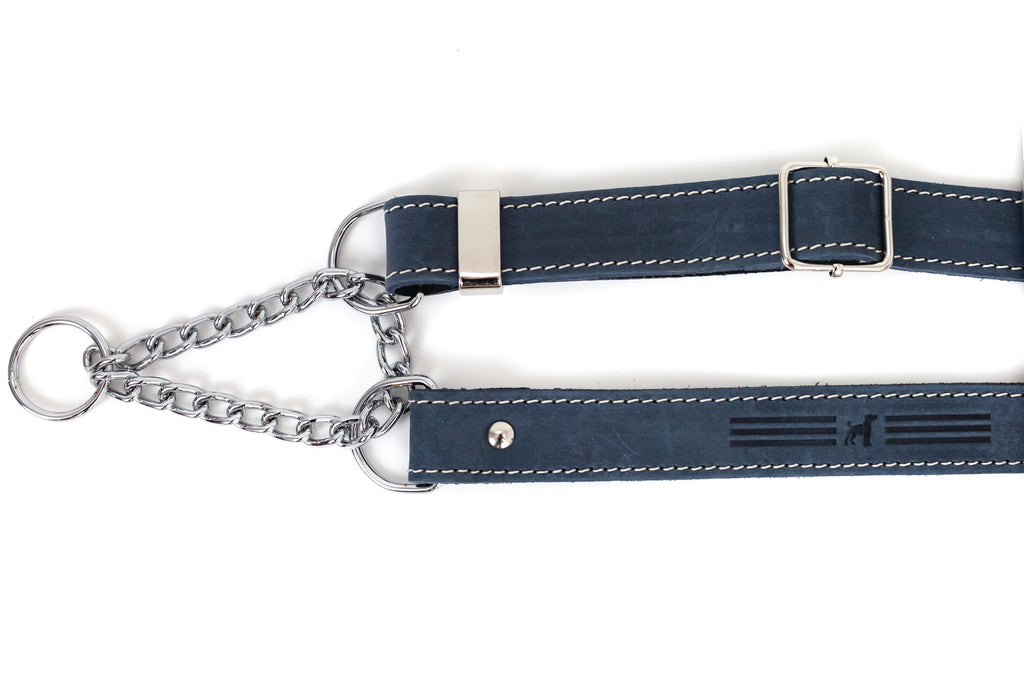 Martingale Blue Jeans Leather Dog Collar | Euro-Dog