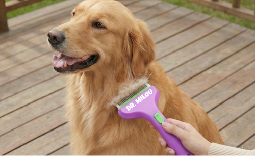CalmCare Dematting Rake – One-Click Fur Release Grooming Brush | Dr. Milou