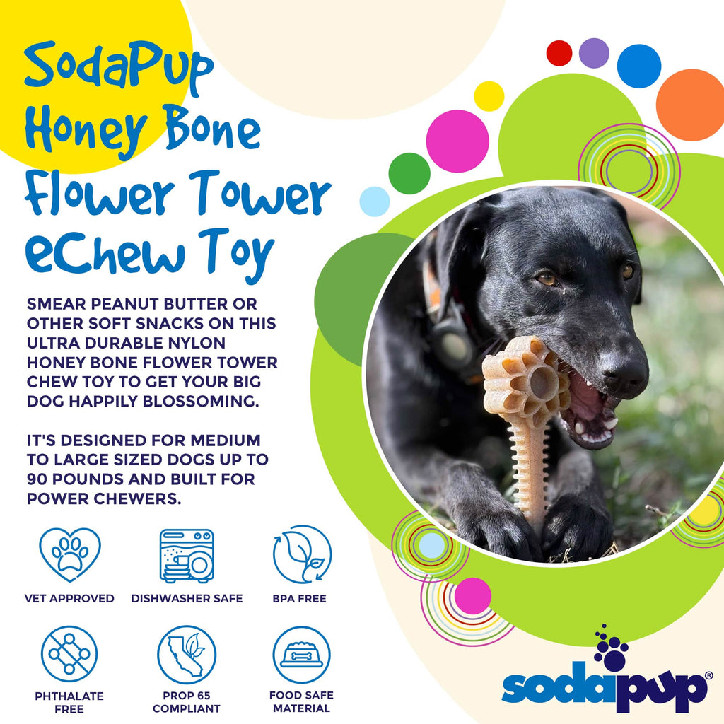 Honey Bone Dental Flower Tower XL Nylon Dog Chew Toy | USA Made