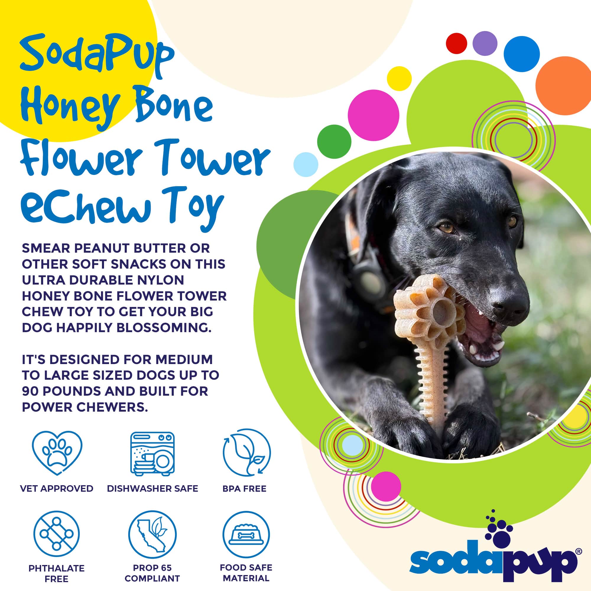 Honey Bone Dental Flower Tower XL Nylon Dog Chew Toy | USA Made