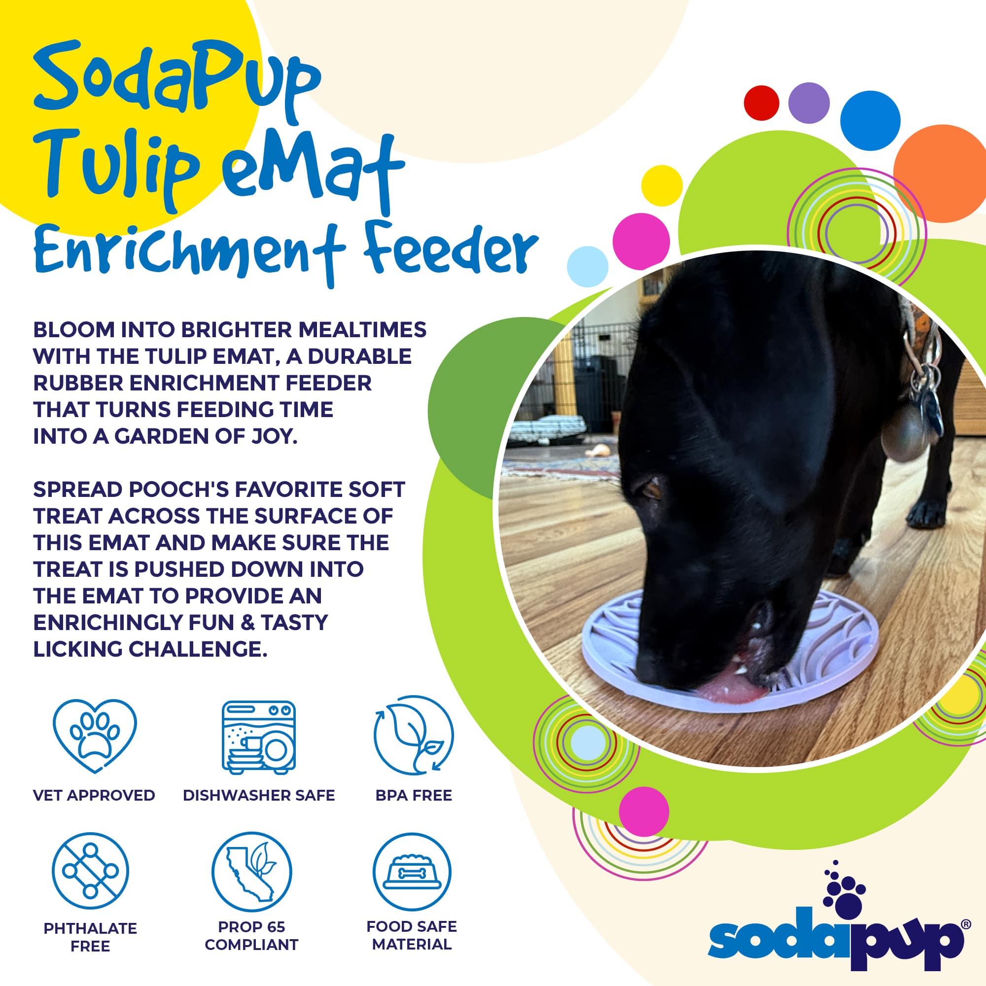 Tulip Design eMat Enrichment Lick Mat with Suction Cups | USA Made