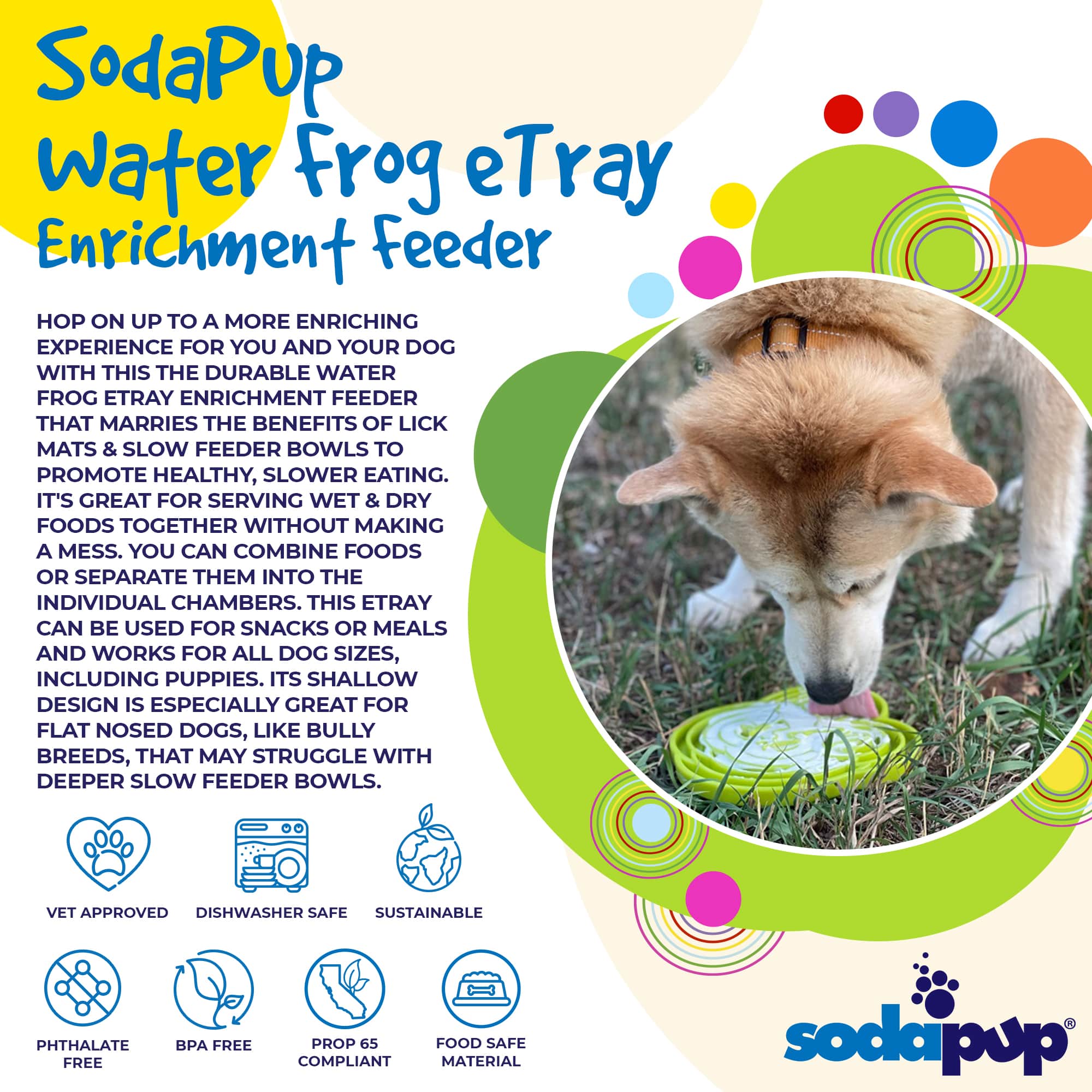 Water Frog eTray Slow Feeder Dog Bowl for Enrichment | USA Made