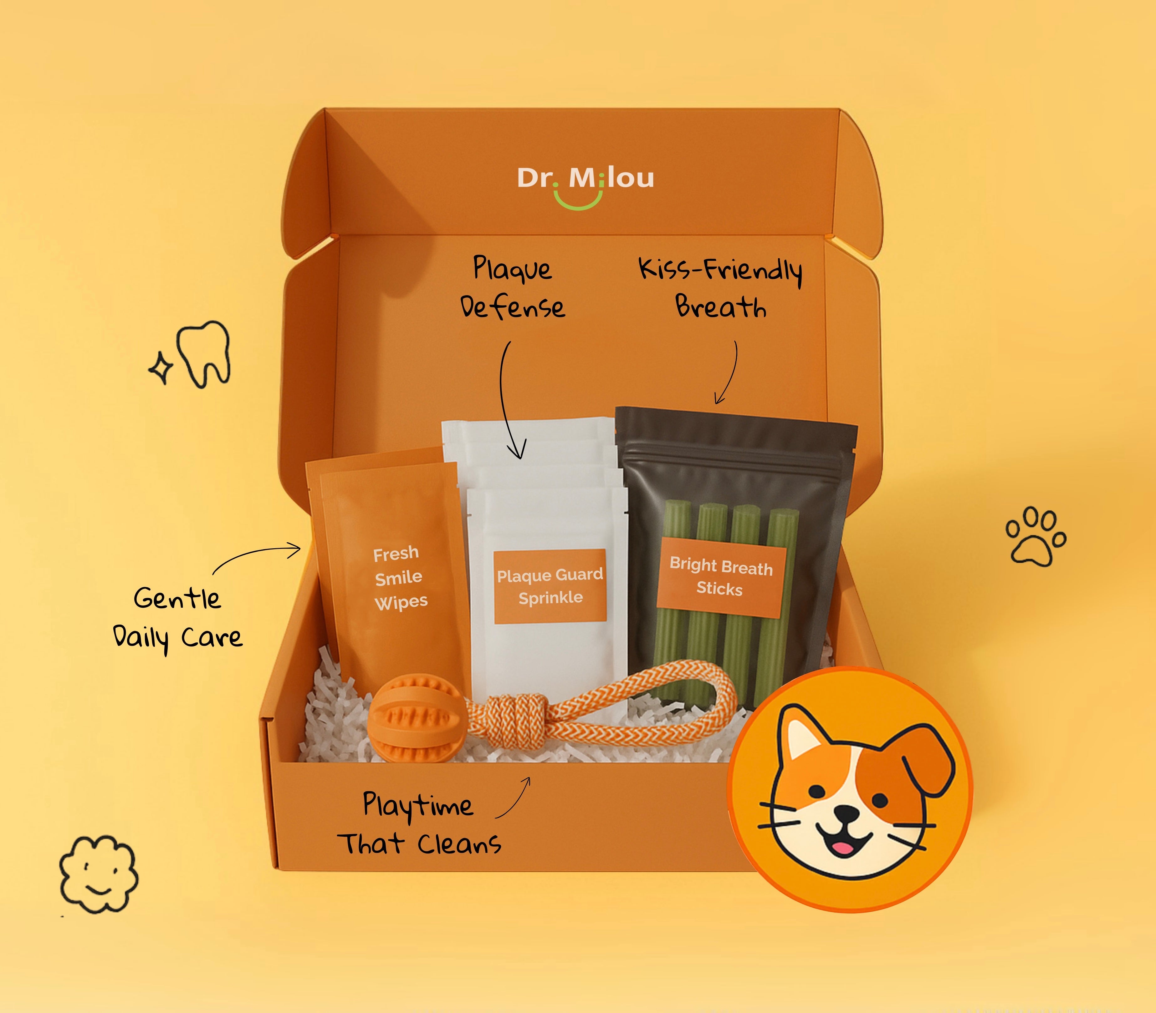 Everyday Essentials Pet Dental Care Kit – Starter Kit for Dogs & Cats | Dr. Milou