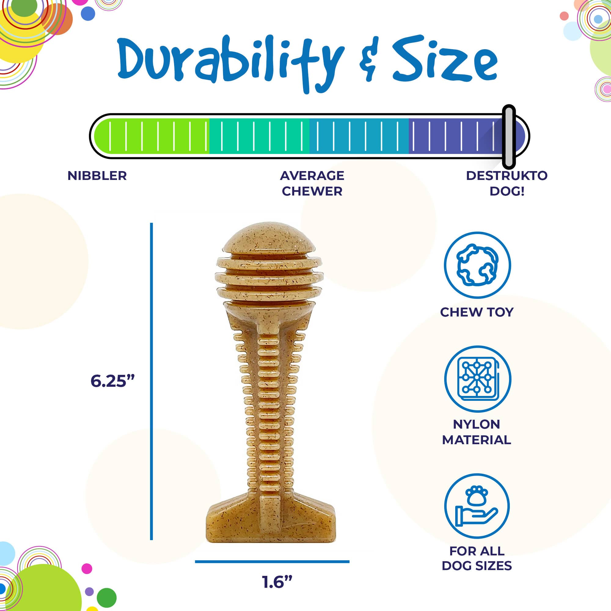 Honey Bone Dental Tower Nylon Dog Chew Toy for Aggressive Chewers | USA Made