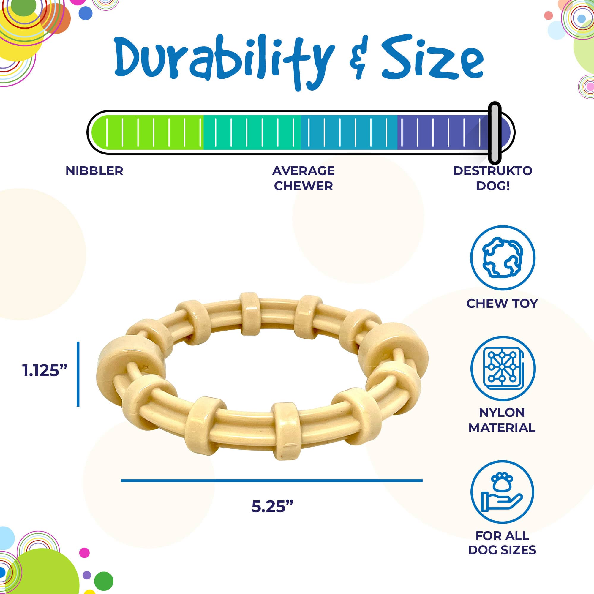 Chicken Flavored Nylon Teething Ring for Puppies & Aggressive Chewers | USA Made