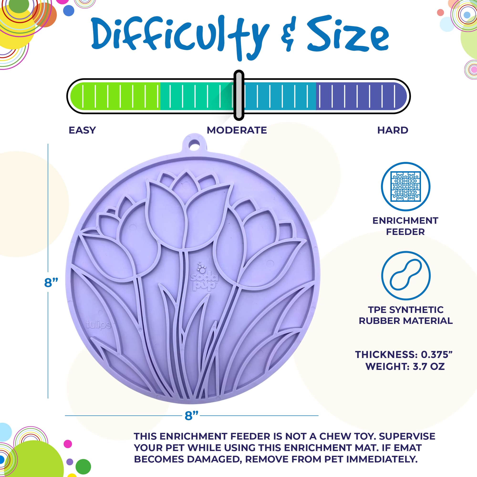 Tulip Design eMat Enrichment Lick Mat with Suction Cups | USA Made