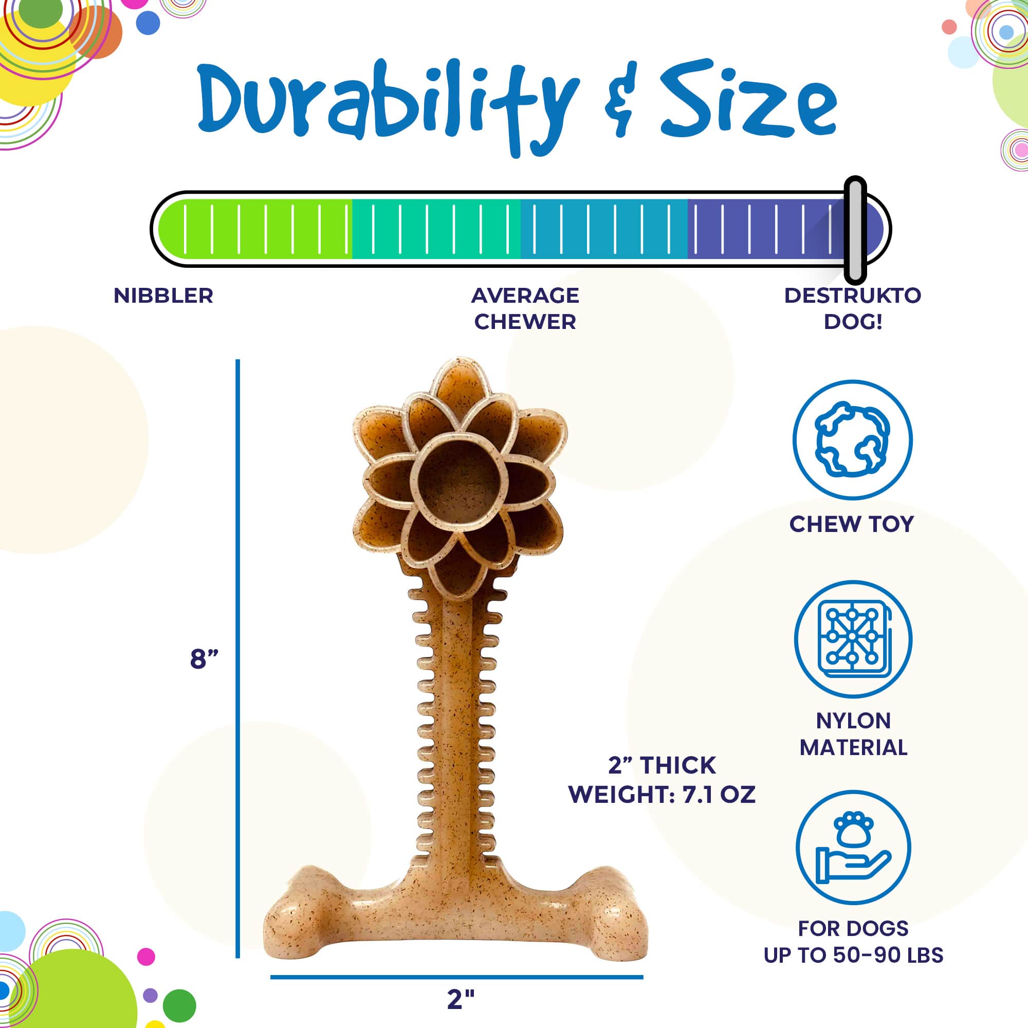 Honey Bone Dental Flower Tower XL Nylon Dog Chew Toy | USA Made