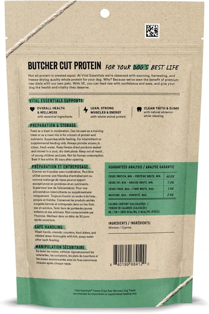 Vital Essentials Minnows Dog Treats — 2.5 oz | Freeze-Dried Raw
