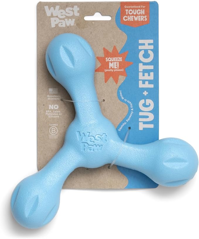 West Paw Zogoflex Air Skamp — Large, Aqua Blue | Tug & Fetch Stick