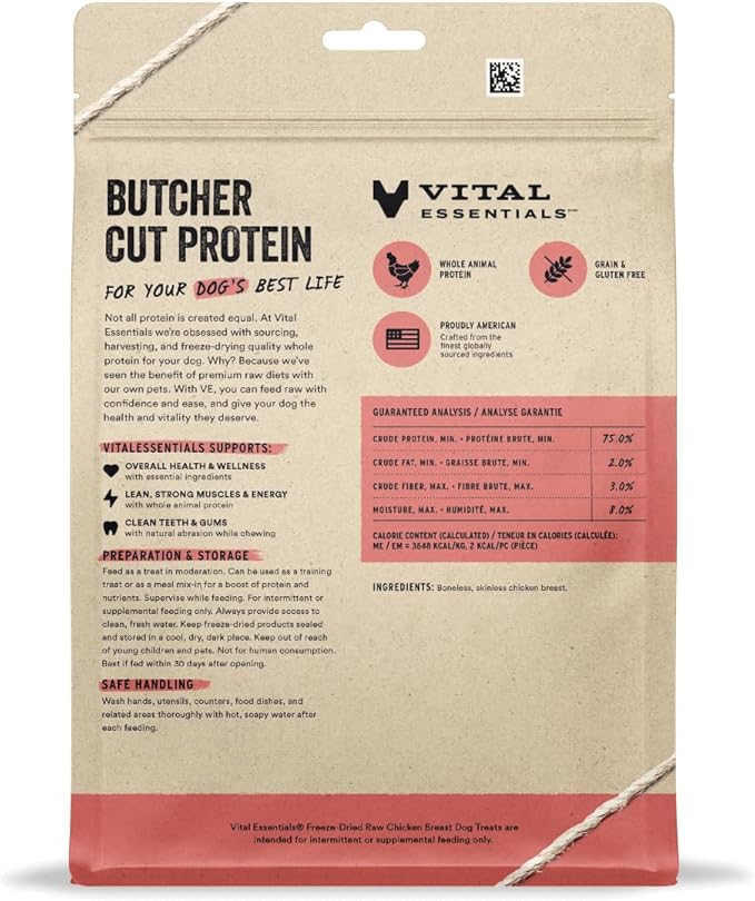 Vital Essentials Chicken Breast Dog Treats — 10 oz | Freeze-Dried Raw