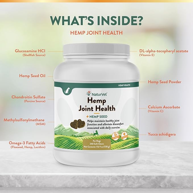 NaturVet Hemp Joint Health Hip & Joint Support — 240ct