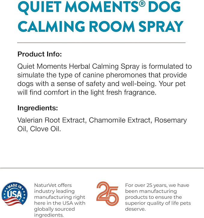 NaturVet Quiet Moments Herbal Calming Spray — 8 oz
