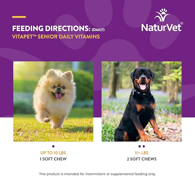 NaturVet VitaPet Senior Daily Vitamins + Glucosamine — 120 ct Soft Chews