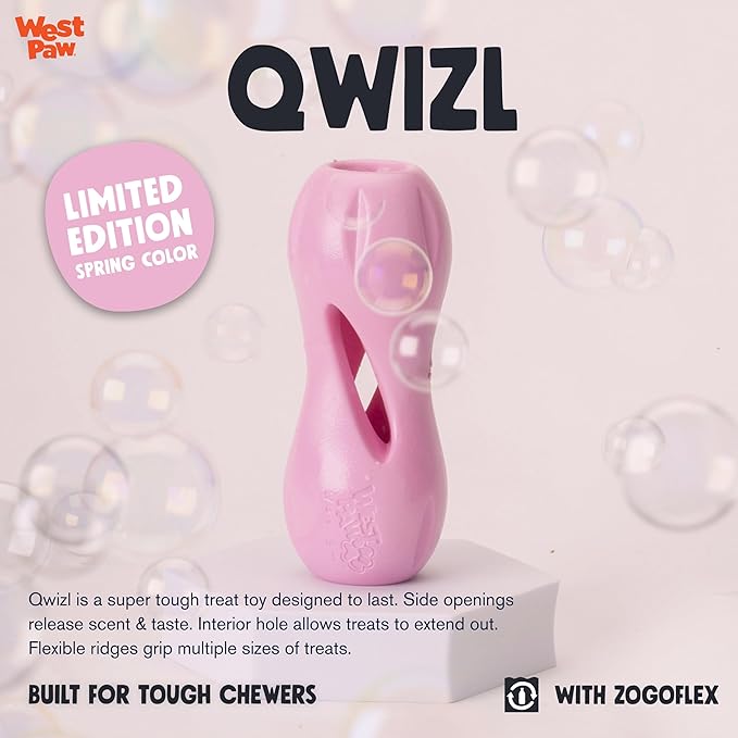 West Paw Zogoflex Qwizl Treat Toy — Small, Bubblegum