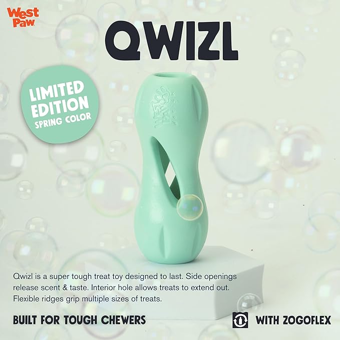West Paw Zogoflex Qwizl — Small, Mint | Treat-Dispensing Chew Toy